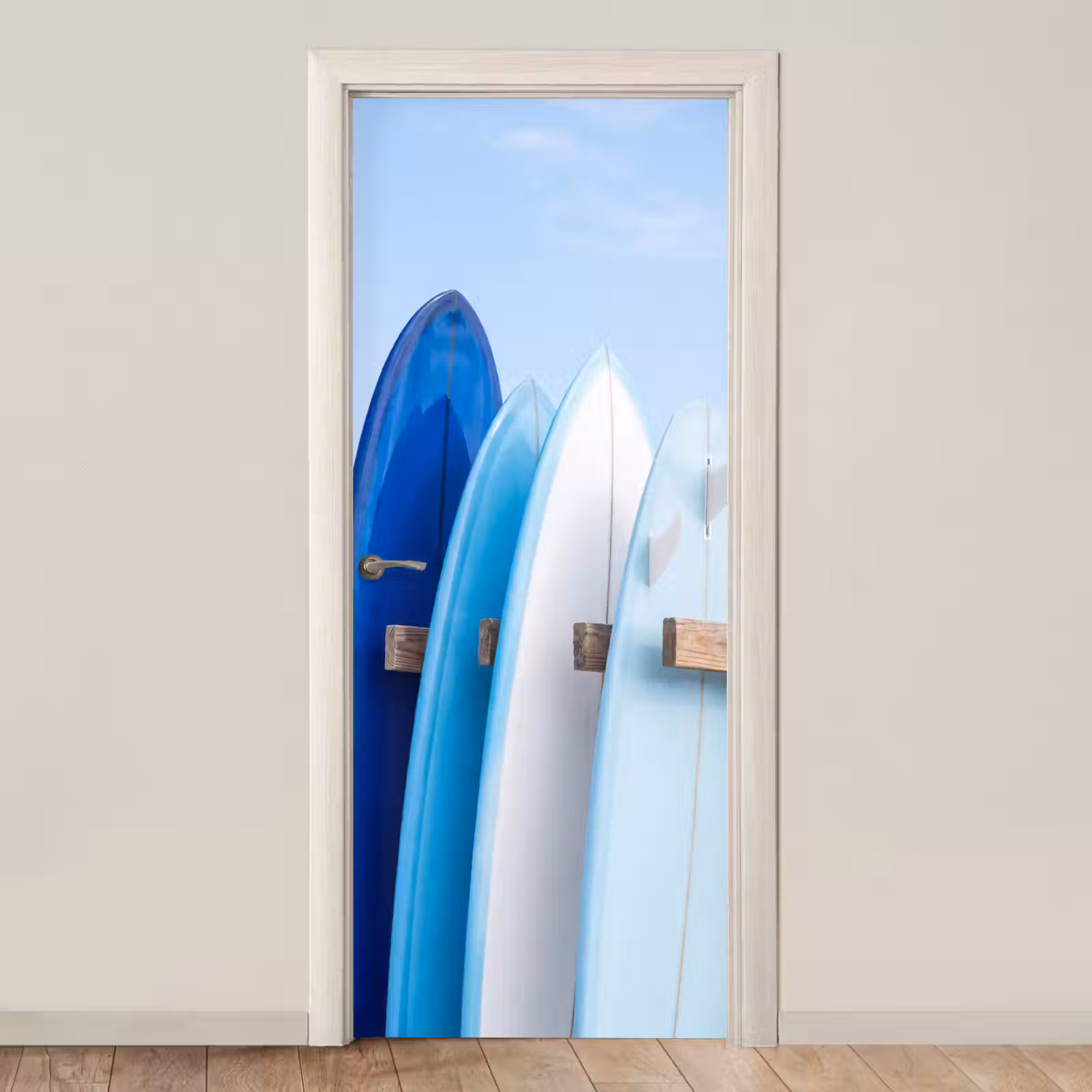 Deursticker - Surfplank - Strand - Zomer - Blauw - Water — 1