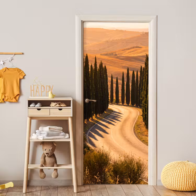 Deursticker - Landschap - Weg - Bomen - Natuur - Goud — 6