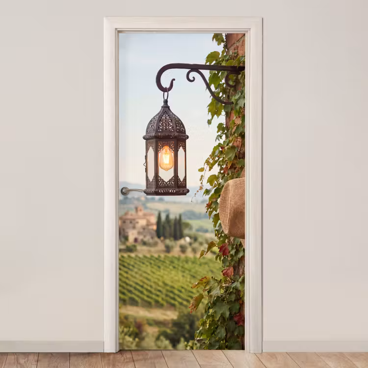 Deursticker - Lantaarn - Wijngaard - Landschap - Italiaans — 1