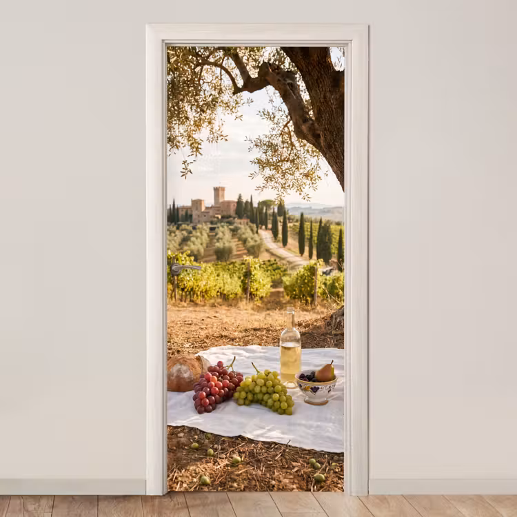Deursticker - Picknick - Wijngaard - Landschap - Zomer - Eten — 1