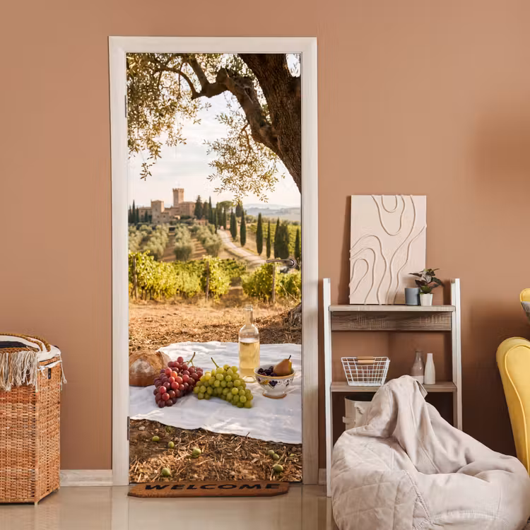 Deursticker - Picknick - Wijngaard - Landschap - Zomer - Eten — 2