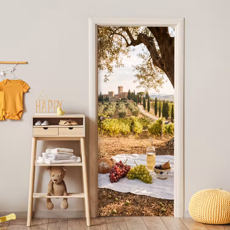 Deursticker - Picknick - Wijngaard - Landschap - Zomer - Eten — 6