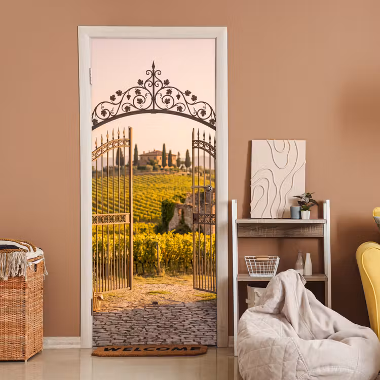 Deursticker - Poort - Landschap - Platteland - Zonlicht - Warm — 2