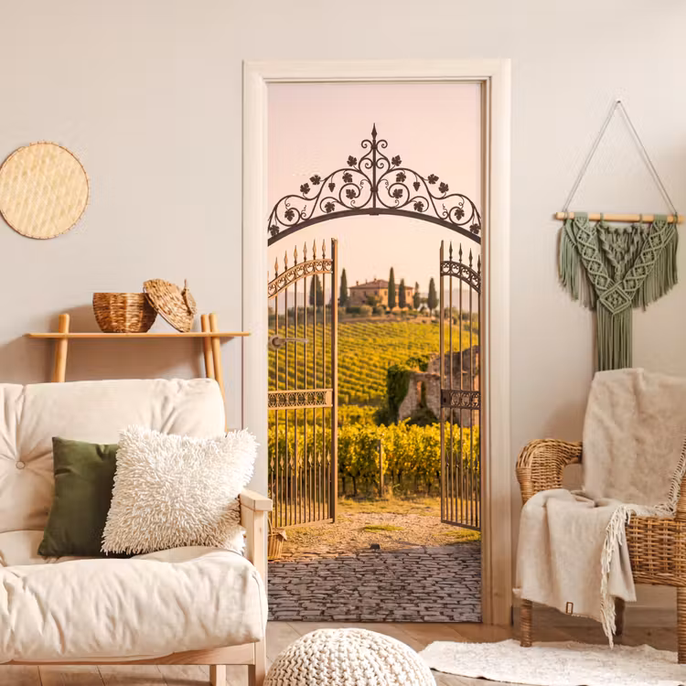 Deursticker - Poort - Landschap - Platteland - Zonlicht - Warm — 4
