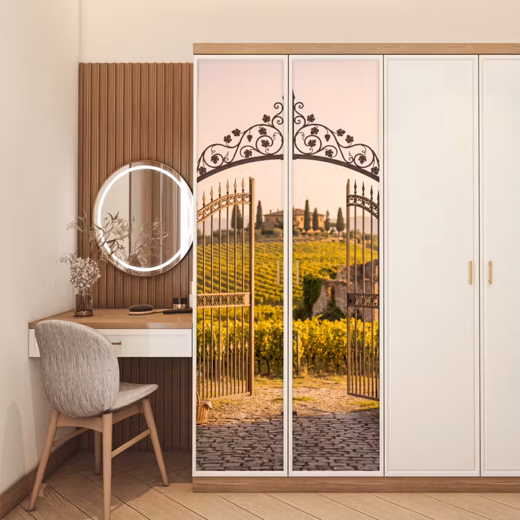Deursticker - Poort - Landschap - Platteland - Zonlicht - Warm — 5
