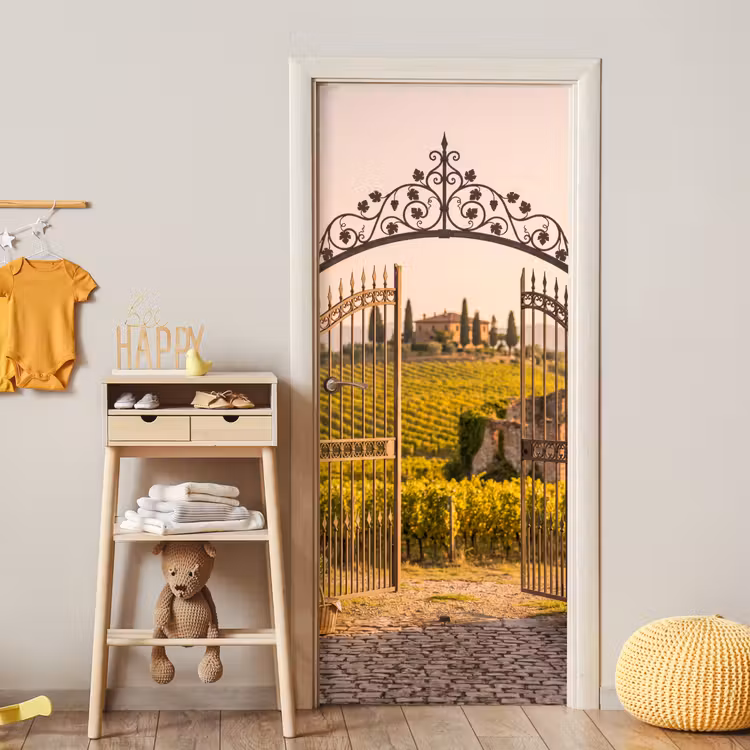 Deursticker - Poort - Landschap - Platteland - Zonlicht - Warm — 6