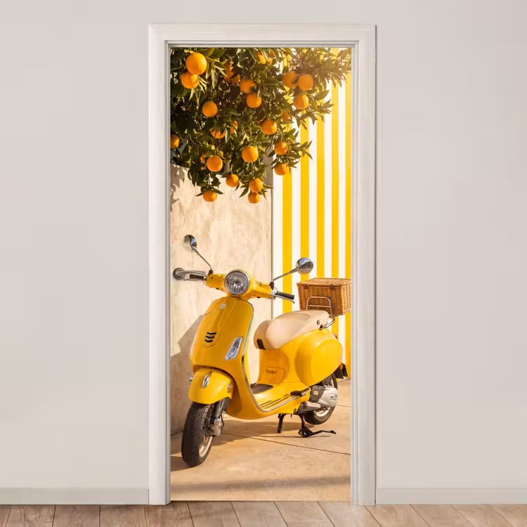 Deursticker - Scooter - Natuur - Zomer - Geel - Mediterraan — 1
