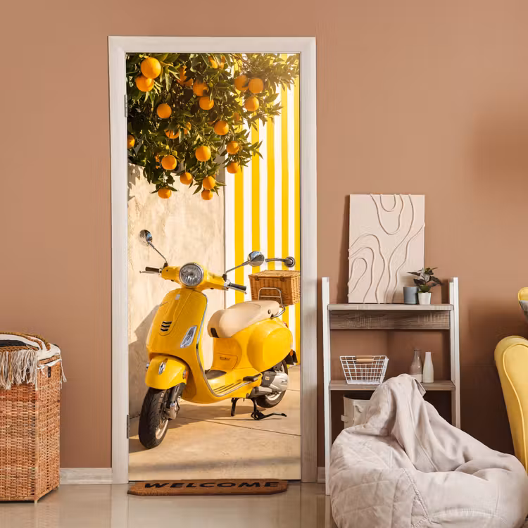 Deursticker - Scooter - Natuur - Zomer - Geel - Mediterraan — 2
