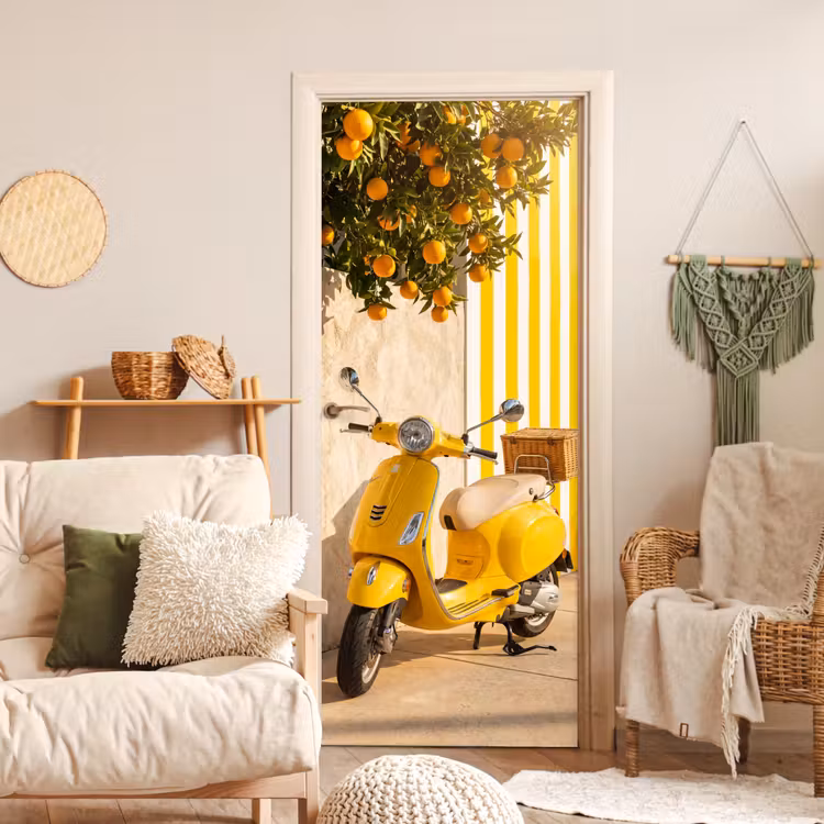Deursticker - Scooter - Natuur - Zomer - Geel - Mediterraan — 4