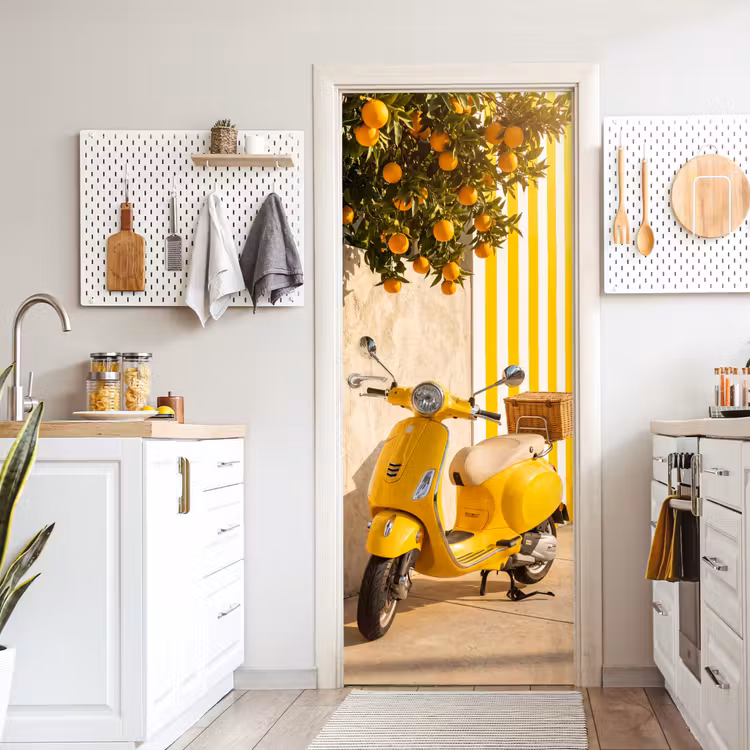 Deursticker - Scooter - Natuur - Zomer - Geel - Mediterraan — 7