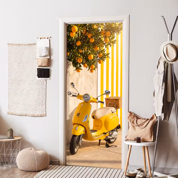Deursticker - Scooter - Natuur - Zomer - Geel - Mediterraan — 8