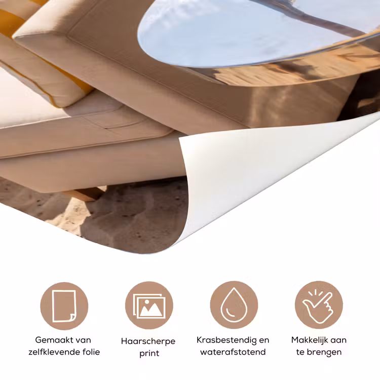 Deursticker - Strand - Ligbedden - Vakantie - Modern - Geel — 3