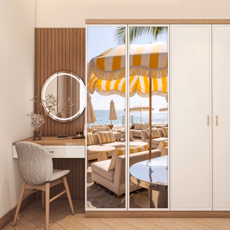Deursticker - Strand - Ligbedden - Vakantie - Modern - Geel — 5