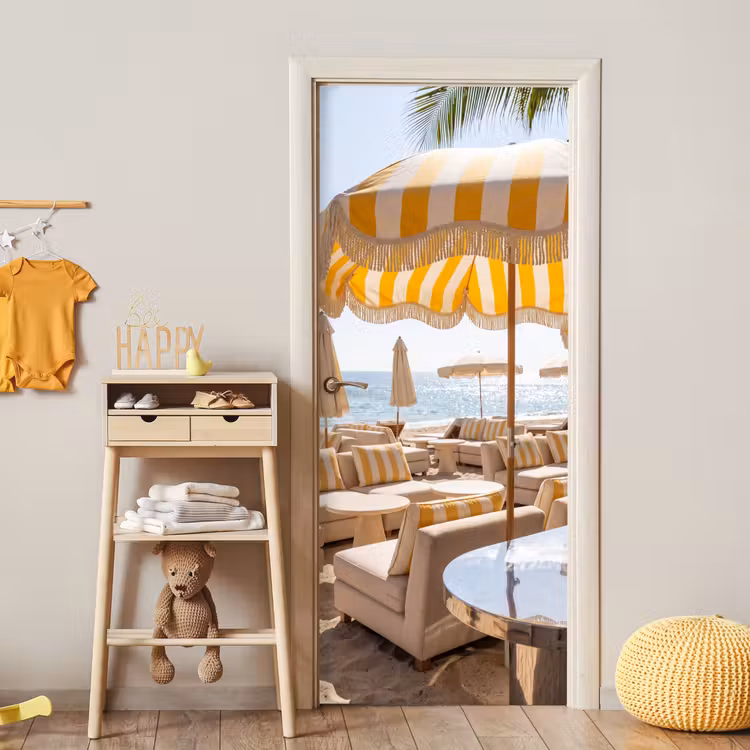 Deursticker - Strand - Ligbedden - Vakantie - Modern - Geel — 6