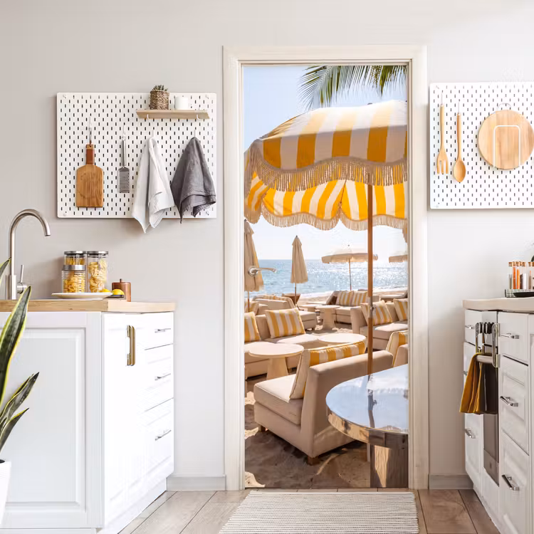 Deursticker - Strand - Ligbedden - Vakantie - Modern - Geel — 7