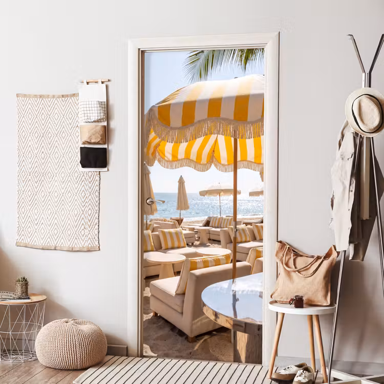 Deursticker - Strand - Ligbedden - Vakantie - Modern - Geel — 8