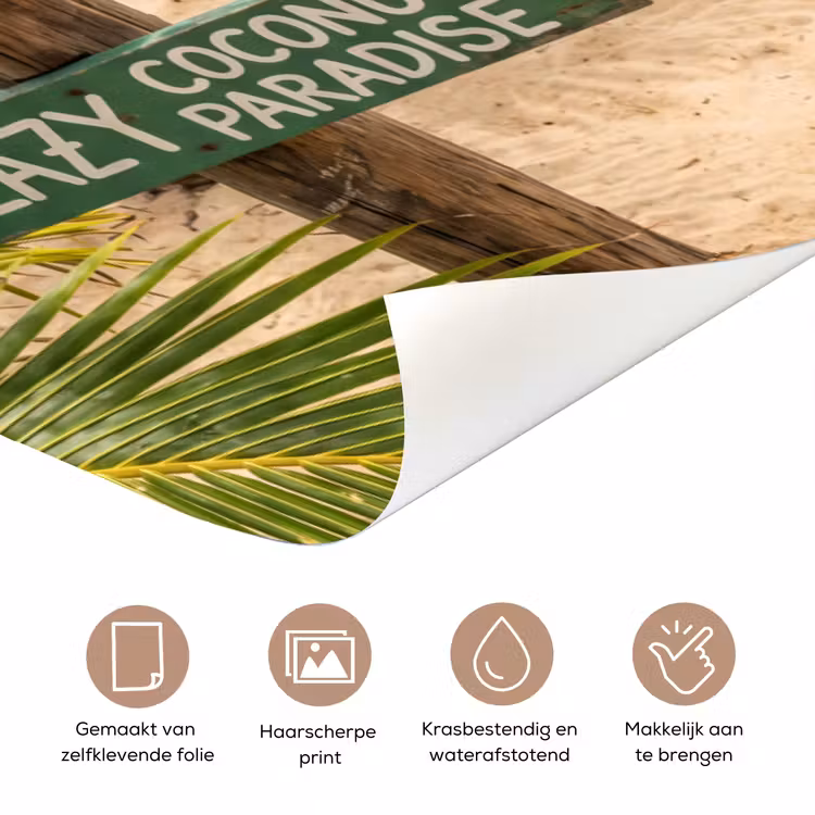 Deursticker - Strand - Wegwijzer - Palmen - Tropisch - Groen — 3