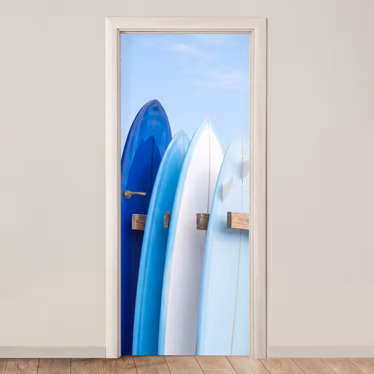 Deursticker - Surfplank - Strand - Zomer - Blauw - Water — 1
