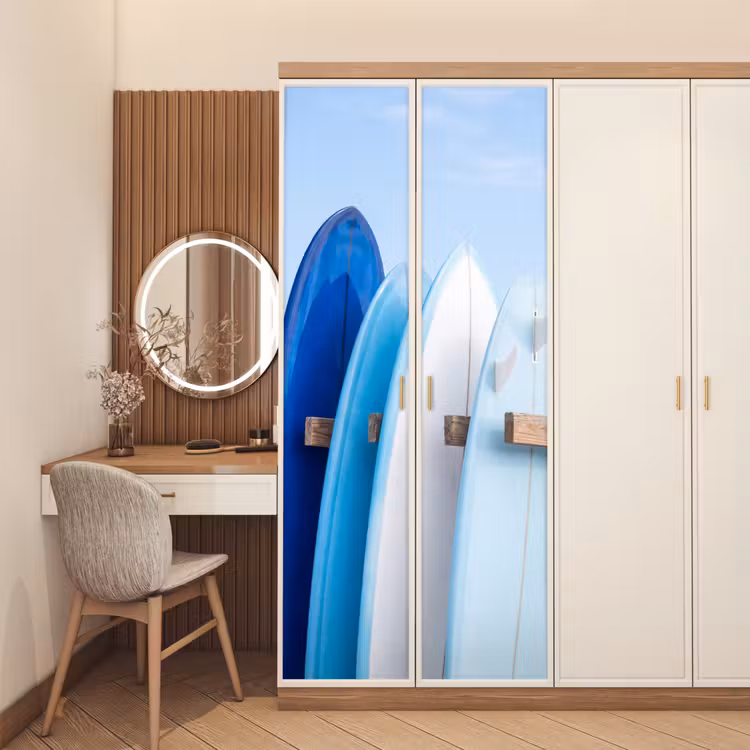 Deursticker - Surfplank - Strand - Zomer - Blauw - Water — 5