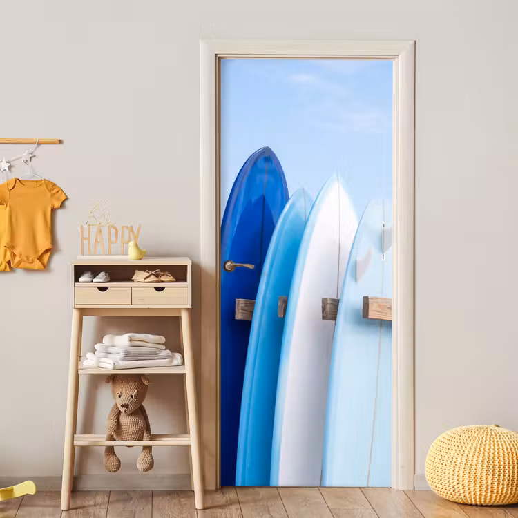 Deursticker - Surfplank - Strand - Zomer - Blauw - Water — 6