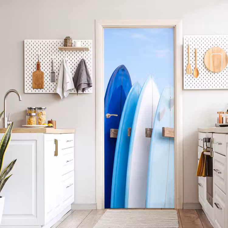 Deursticker - Surfplank - Strand - Zomer - Blauw - Water — 7
