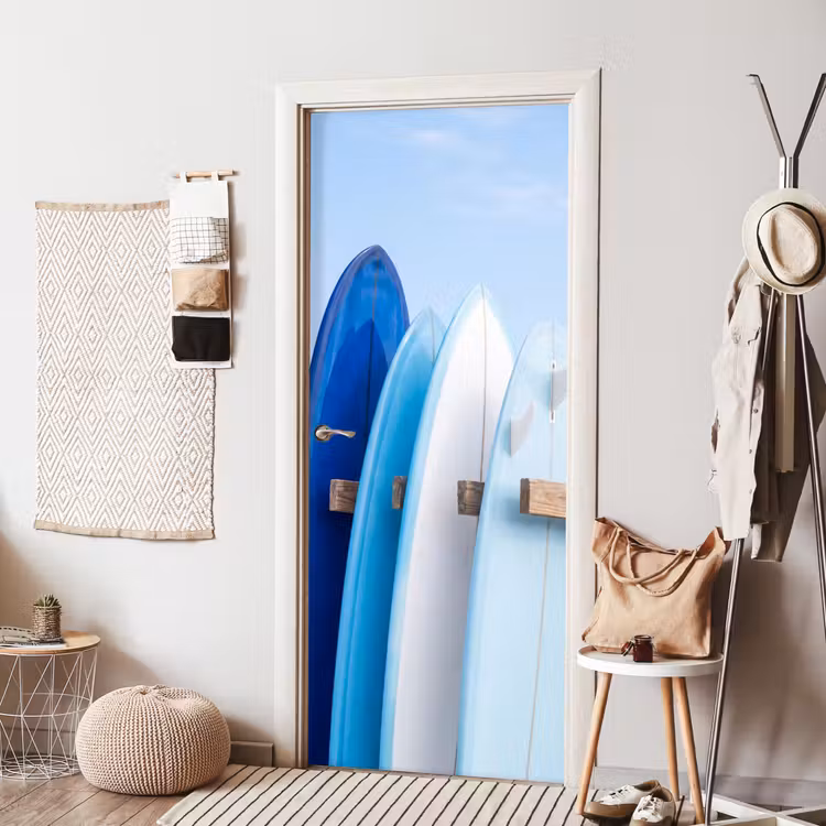 Deursticker - Surfplank - Strand - Zomer - Blauw - Water — 8
