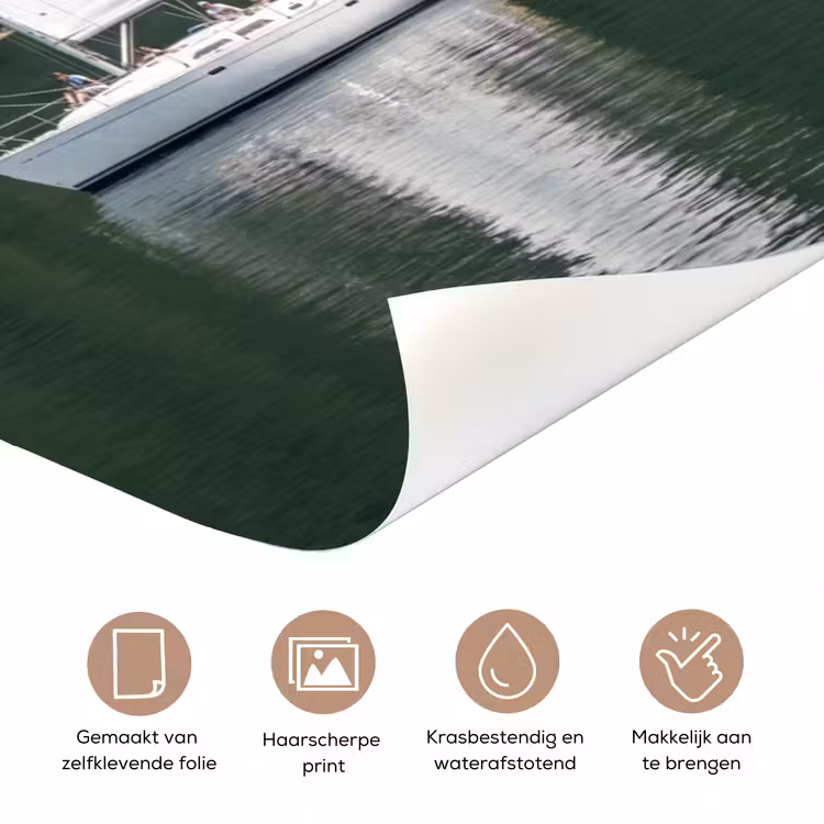 Deursticker - Zeilboot - Water - Bergen - Natuur - Groen — 3