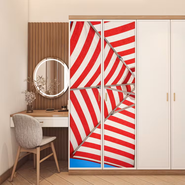 Deursticker - Parasol - Strepen - Zomer - Rood - Blauw — 5