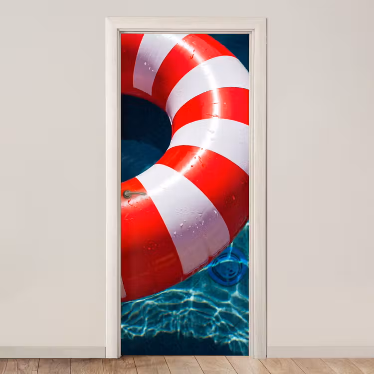 Deursticker - Recreatie - Water - Zomer - Rood - Wit — 1