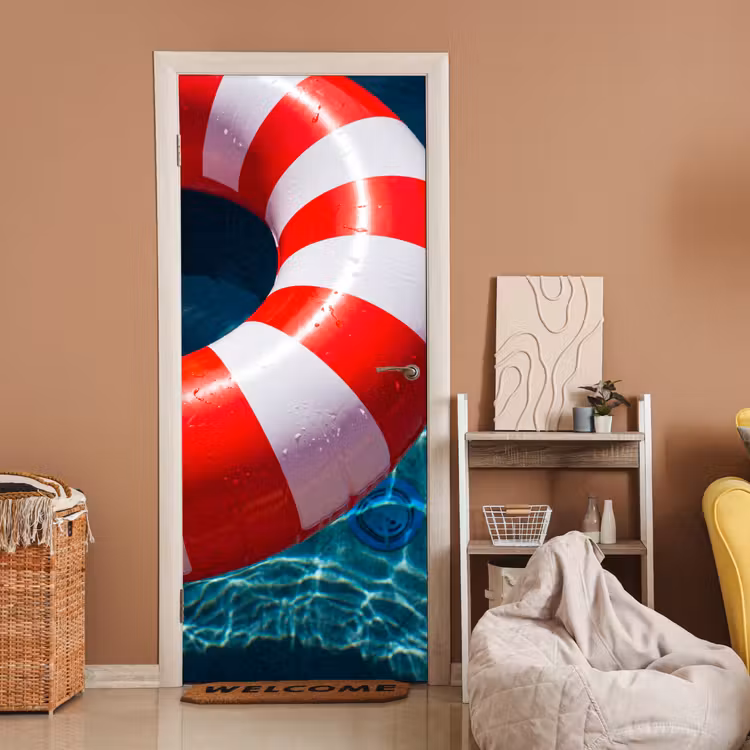 Deursticker - Recreatie - Water - Zomer - Rood - Wit — 2