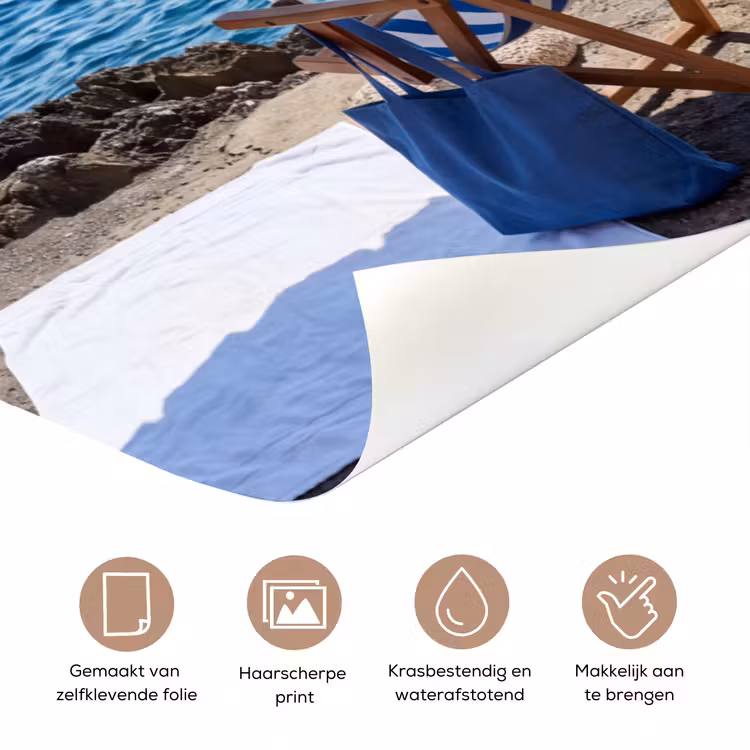 Deursticker - Strand - Ligstoel - Parasol - Zomer - Blauw — 3