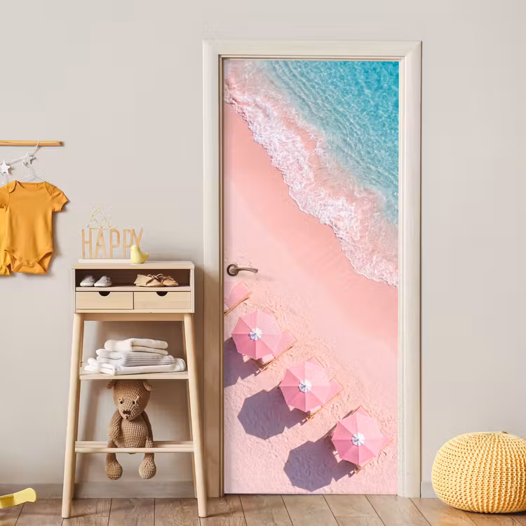Deursticker - Strand - Roze zand - Zee - Zomer - Natuur — 6