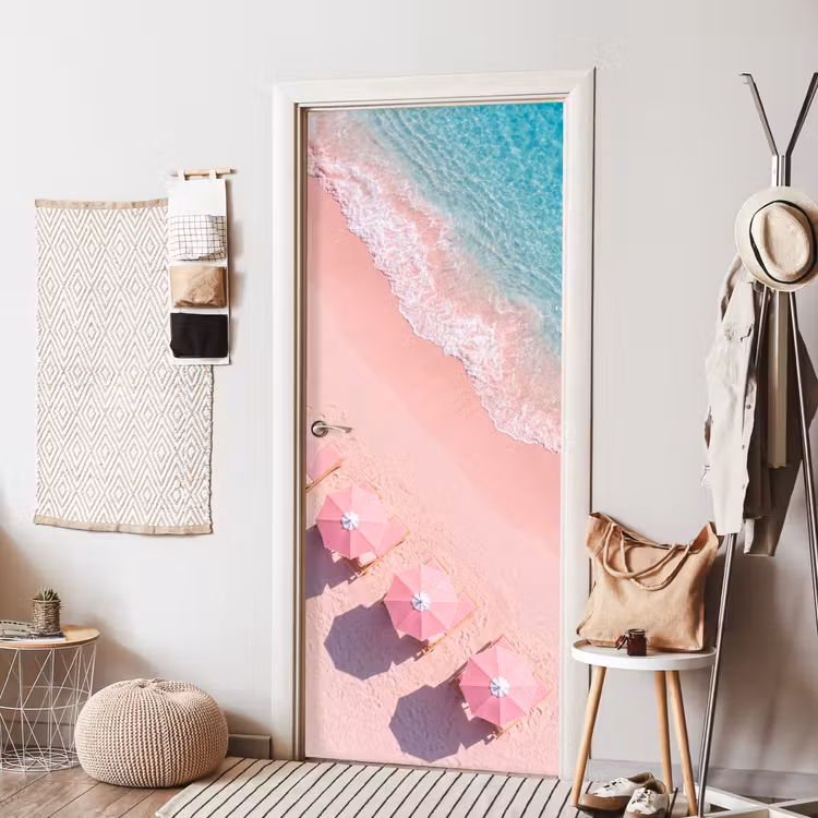 Deursticker - Strand - Roze zand - Zee - Zomer - Natuur — 8