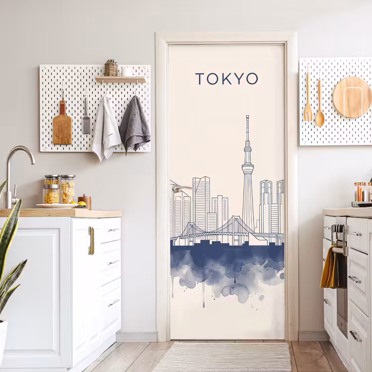 Deursticker - Tokyo - Skyline - Stad - Abstract - Blauw — 7