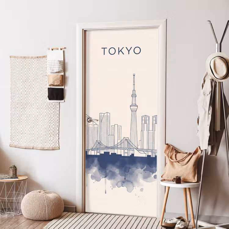 Deursticker - Tokyo - Skyline - Stad - Abstract - Blauw — 8
