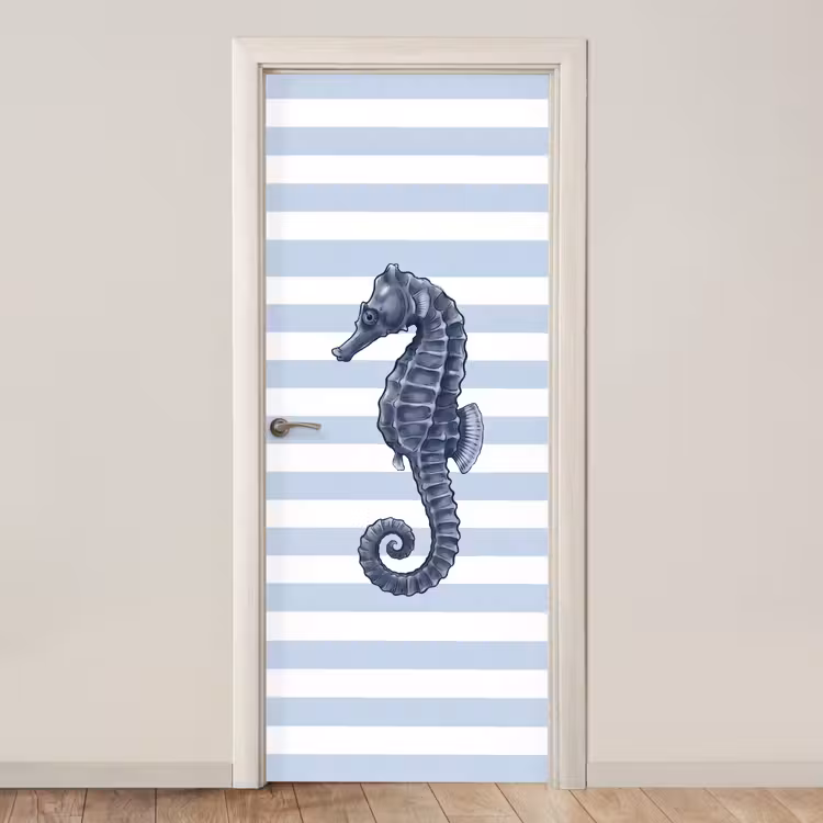 Deursticker - Vis - Oceaan - Illustratie - Blauw - Strepen — 1