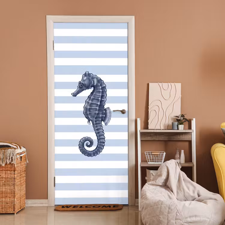 Deursticker - Vis - Oceaan - Illustratie - Blauw - Strepen — 2