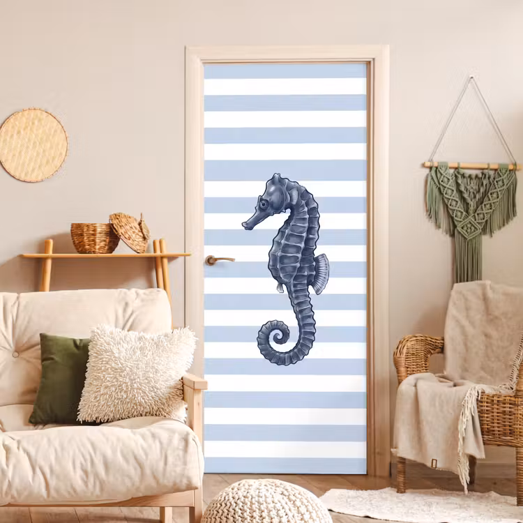 Deursticker - Vis - Oceaan - Illustratie - Blauw - Strepen — 4