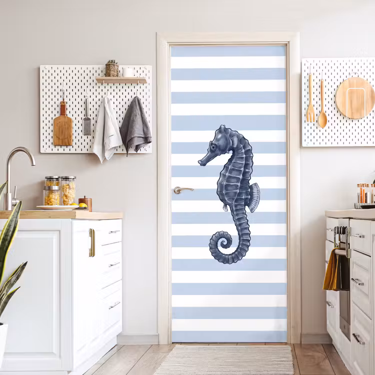 Deursticker - Vis - Oceaan - Illustratie - Blauw - Strepen — 7