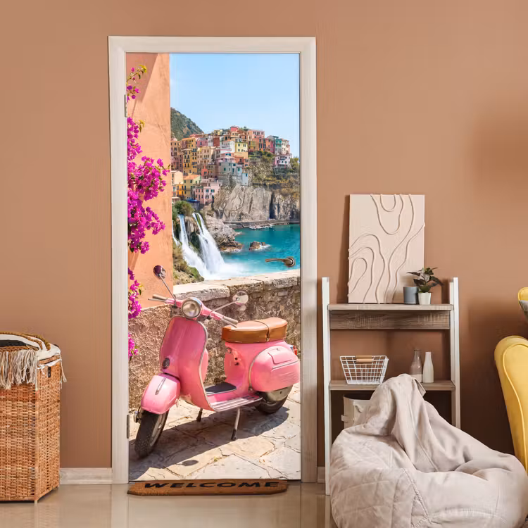 Deursticker - Voertuig - Roze - Kust - Zomer - Reizen — 2