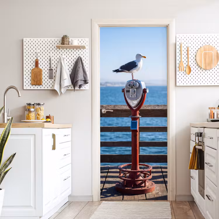 Deursticker - Vogel - Verrekijker - Kust - Zee - Blauw — 7