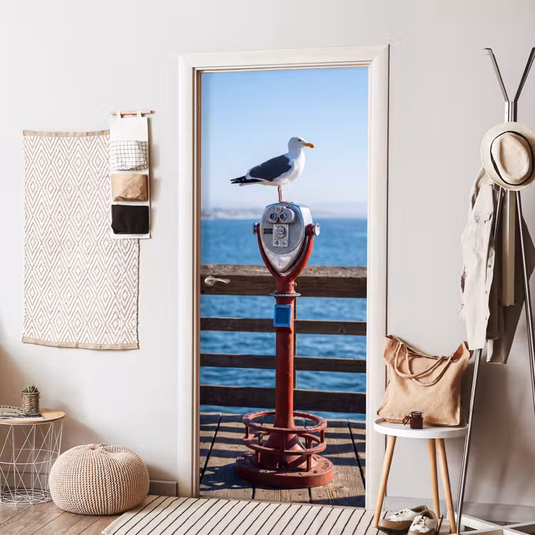 Deursticker - Vogel - Verrekijker - Kust - Zee - Blauw — 8