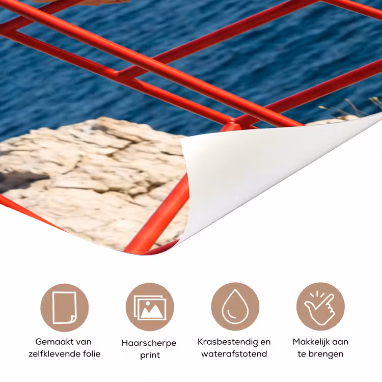Deursticker - Vrouw - Zee - Kust - Verrekijker - Rood — 3