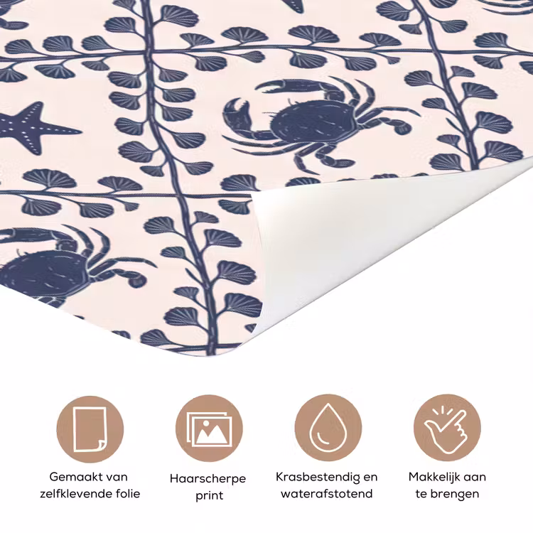 Deursticker - Zee - Krab - Zeester - Patroon - Blauw — 3
