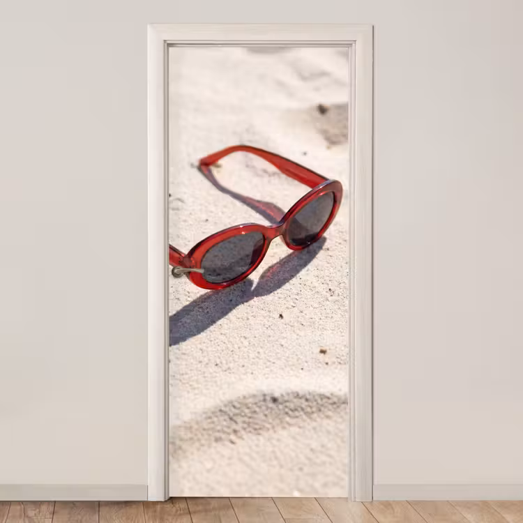 Deursticker - Zonnebril - Strand - Vakantie - Rood — 1