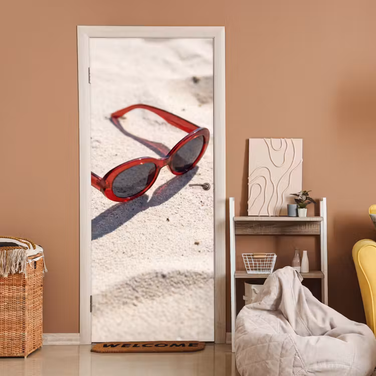 Deursticker - Zonnebril - Strand - Vakantie - Rood — 2