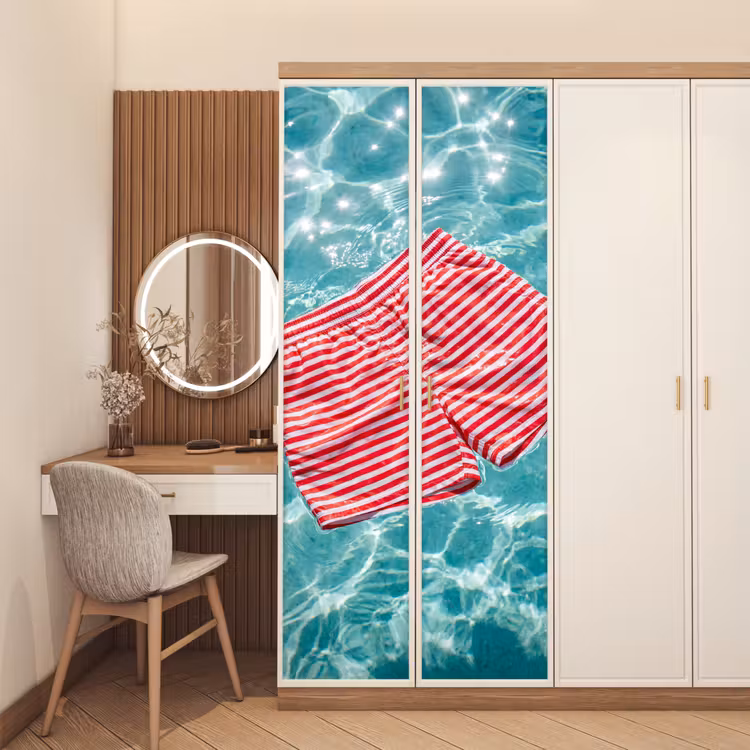 Deursticker - Zwemkleding - Gestreept - Water - Zomer - Rood-wit — 5