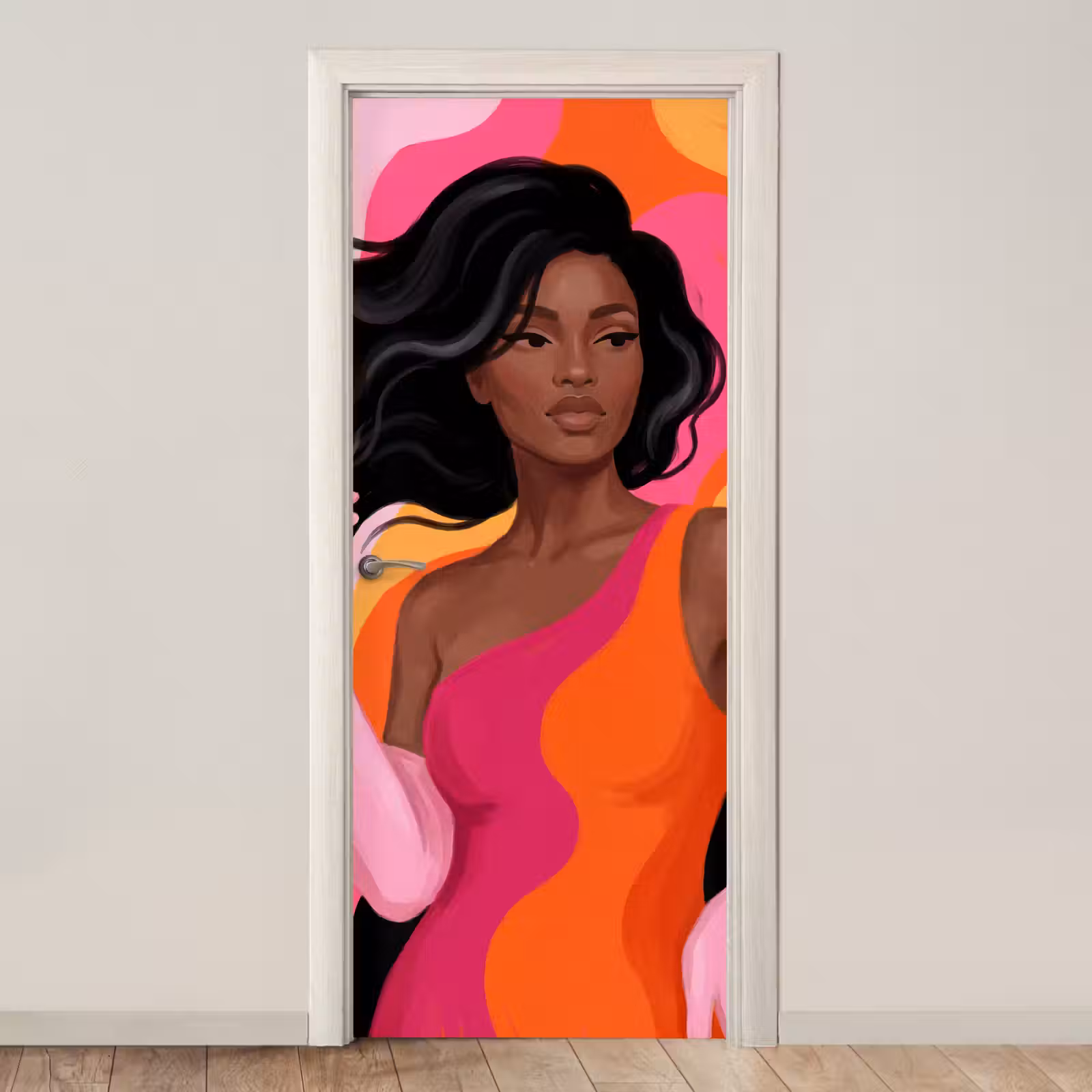 Deursticker - Vrouw - Portret - Kleurrijk - Modern - Kunst — 1