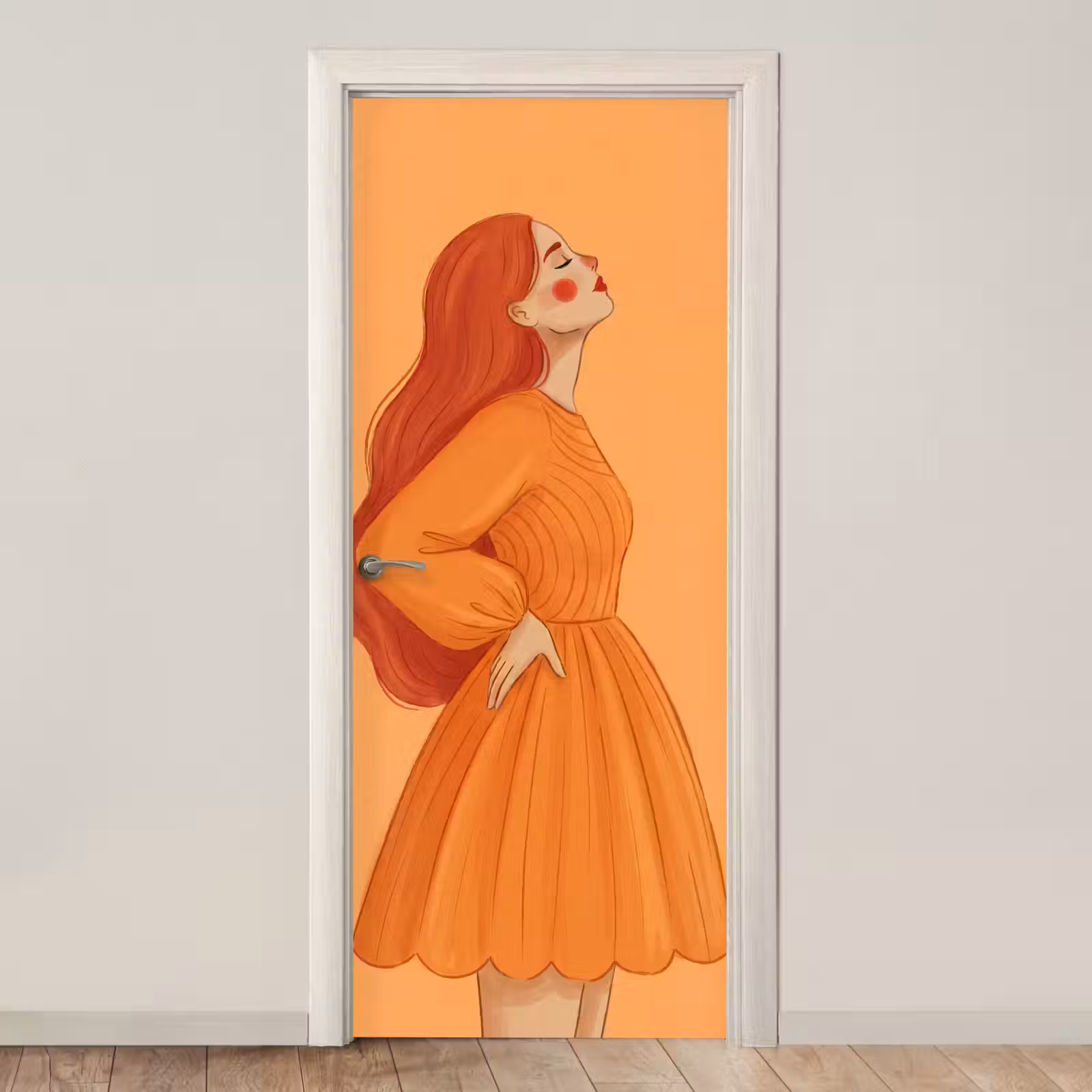 Deursticker - Vrouw - Profiel - Mensen - Modern - Oranje — 1