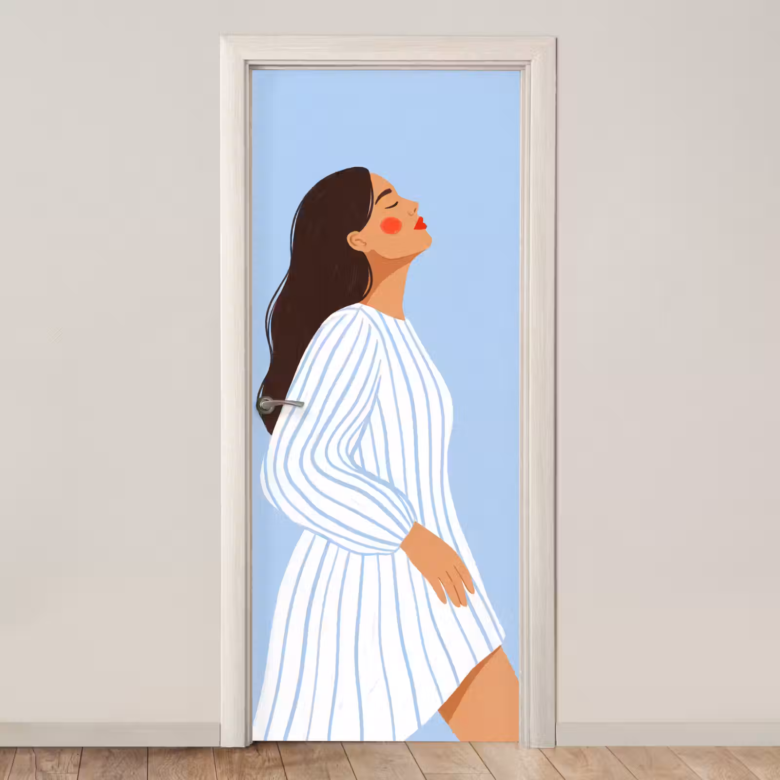 Deursticker - Vrouw - Profiel - Rust - Modern - Illustratie — 1